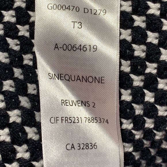 SINEQUANONE Paris Knit Offset Zip Moto Style Black and White Jacket - Picture 4 of 9